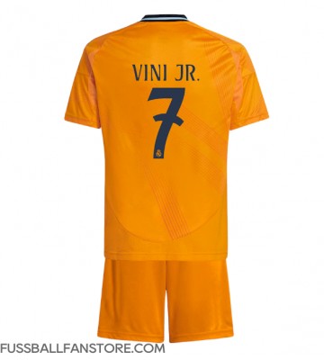 Real Madrid Vinicius Junior #7 Replik Auswärtstrikot Kinder 2024-25 Kurzarm (+ Kurze Hosen)